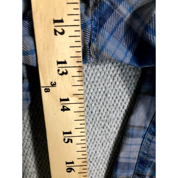 OP Ocean Pacific Board Shorts Mens 40 Gray/Blue Plaid Cargo Beach Casual - Picture 10 of 14